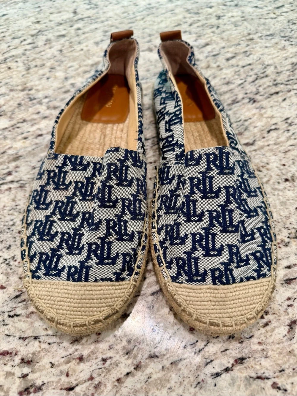 Ralph Lauren Womens Blue Logo Slip On Espadrilles Comfort Shoes Size 9.5